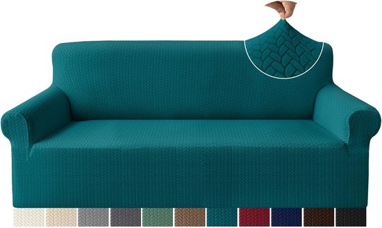 Jacquard Sofa Cover (3 maten, zwart-groen)