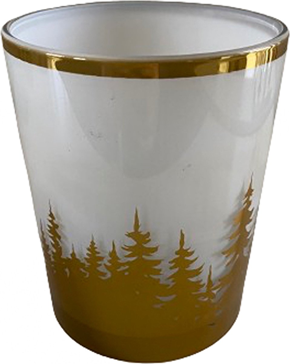 Diga Colmore - Waxinelichthouder Gold Frosted Trees - Kerst/Winter - Wit/Goud - 10x10x13