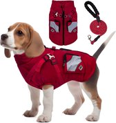 Hondenjas voor de winter, warme hondenkleding met riem, hondenkleding & accessoires voor kleine honden, het is een hondenjas, cadeau voor honden (XXL, rood)
