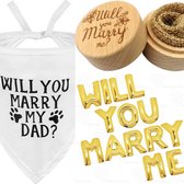 Ensemble de proposition Will You Marry My Dad avec boîte à bagues, bandana et ensemble de ballons XL - Saint-Valentin - boîte à bagues de proposition - veux-tu m'épouser