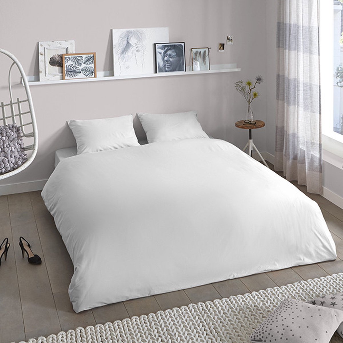 Zavelo Effen Dekbedovertrek Wit - 2-persoons (200 x 200/220 cm) - 100% katoen - Super Zacht - Kleurvast