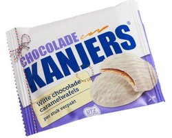 Kanjers | Witte Choco Caramelwafels | 24 x 45 gram
