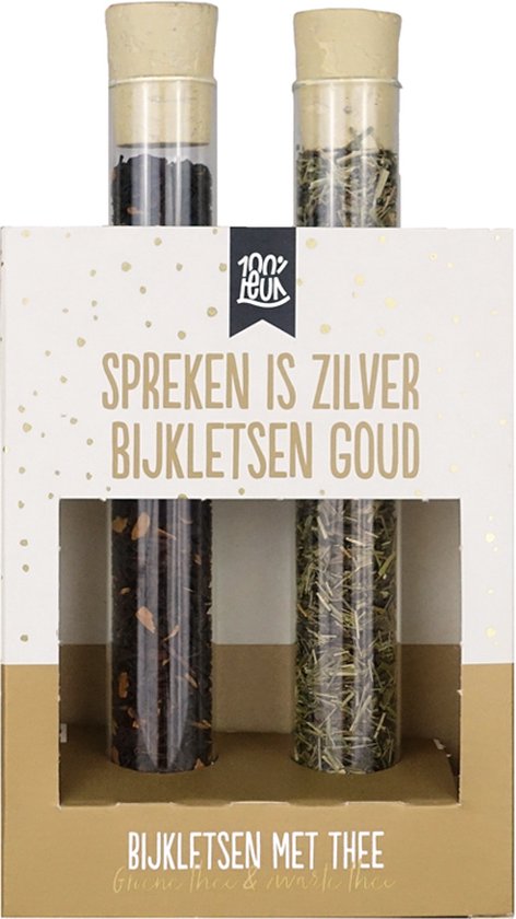 100%LEUK Cadeau Thee - Spreken is zilver, bijkletsen goud