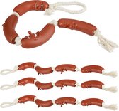 Relaxdays hondenspeelgoed touw met worstjes - set van 4 - hondenspeeltjes - kleine honden