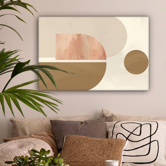 Toile Peinture Rose - Design - Abstrait - 150x100 cm - Décoration murale