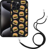 Cazy Hoesje met koord Zwart geschikt voor iPhone 15 Pro Max Burgers