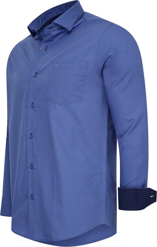 Cappuccino Italia - Chemises pour hommes Chemise Uni - Blauw - Taille L