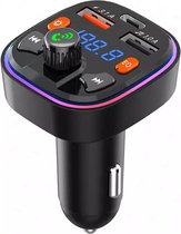 Q5 Bluetooth 5.0 FM Transmitter - Carkit - MP3 speler - Super charge - USB C - 7 kleuren - Handsfree bellen 12 -24V