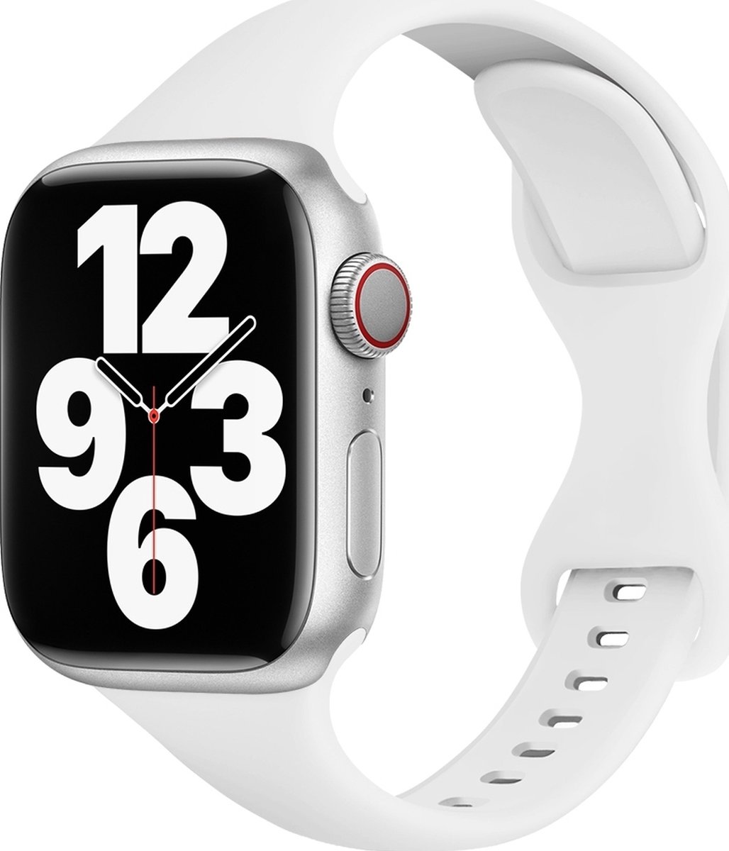 Mobigear Small Waist - Apple Watch Series 1 (42mm) Bandje Flexibel Siliconen Druksluiting - Wit