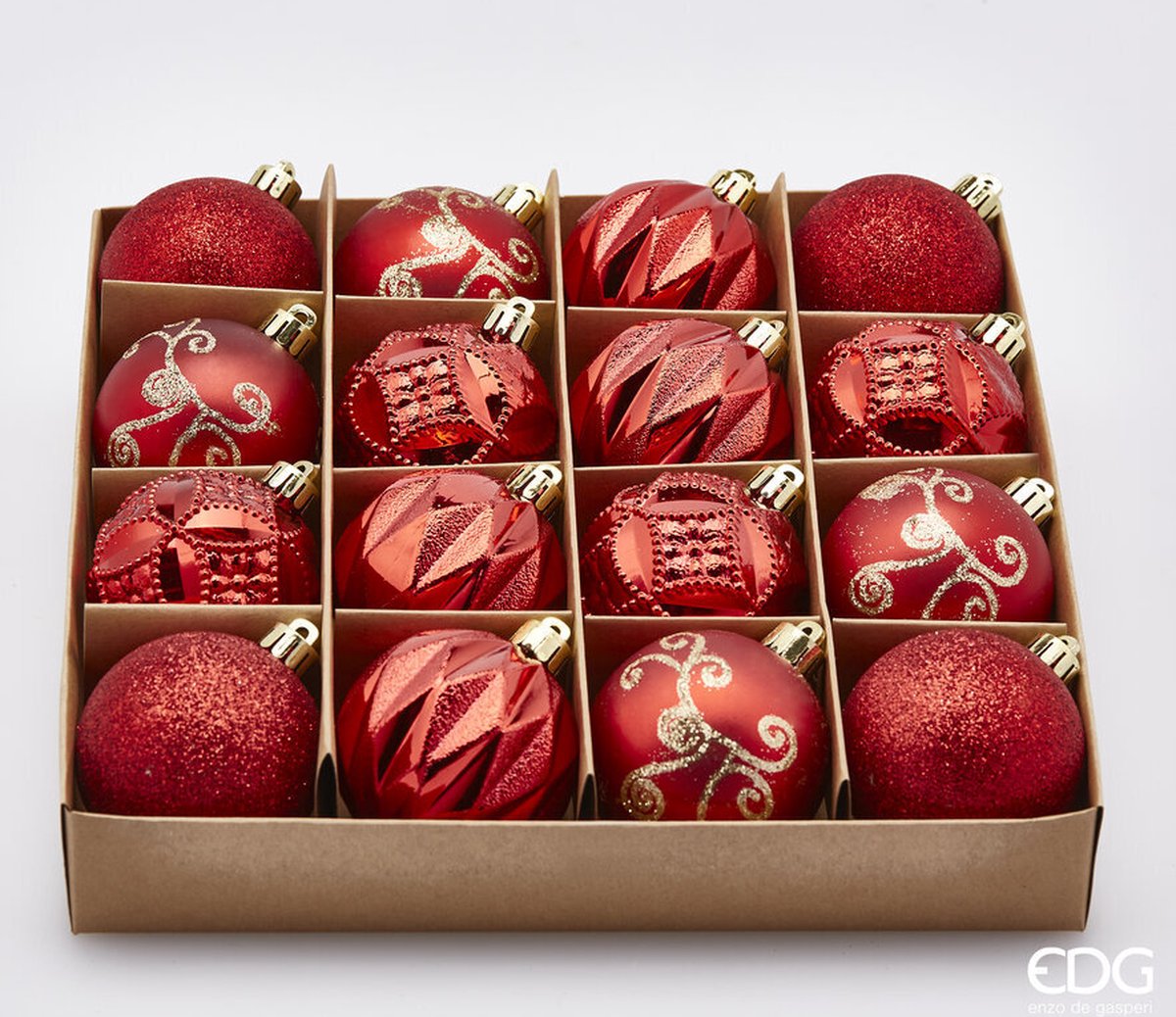 EDG - Enzo De Gasperi Rode kerstballen mix PVC D6 - set van 16st