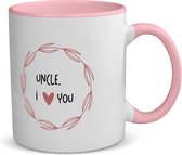 Akyol - uncle i love you koffiemok - theemok - roze - Oom - de liefste oom - verjaardagscadeau - verjaardag - cadeau - cadeautje voor oom - oom artikelen - kado - geschenk - gift - 350 ML inhoud
