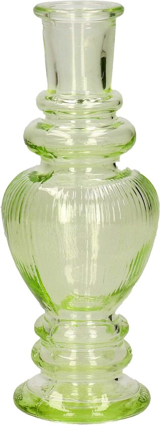 Bougies Venice - verre coloré - nervuré vert clair - D5,7 x H15 cm