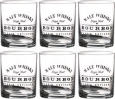 Urban Living verres à whisky/eau/boire Comptoir - verre décoré - 6x pièces - 280 ml