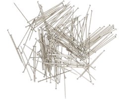Glorex Platte kopspelden/naaispelden - 3 cm - zilver - 170x stuks - hobby spelden