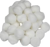 Pompons - 65x - wit - 10 mm - hobby/knutsel materialen5