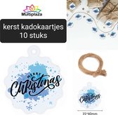 Kerst kadokaartjes "MULTIPLAZA" labels met touw  10 stuks  merry christmas - bedrijf - groet - feest - verzenden - cadeau