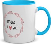 Akyol - stepdad i love you koffiemok - theemok - blauw - Papa - de liefste stiefvader - vader cadeautjes - vaderdag - verjaardagscadeau - verjaardag - cadeau - geschenk - kado - gift - vader artikelen - 350 ML inhoud