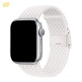 Geschikt voor Apple Watch bandje - Nylon Stretch - Wit - 42/44/45mm - Voor iWatch 1,2,3,4,5,6,7,8,9,SE,Ultra