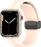 Siliconen bandje - geschikt voor Apple Watch series 1/2/3/4/5/6/7/8/9/SE/SE 2/Ultra/Ultra 2 met case size 42 mm / 44 mm / 45 mm / 49 mm - zandroze
