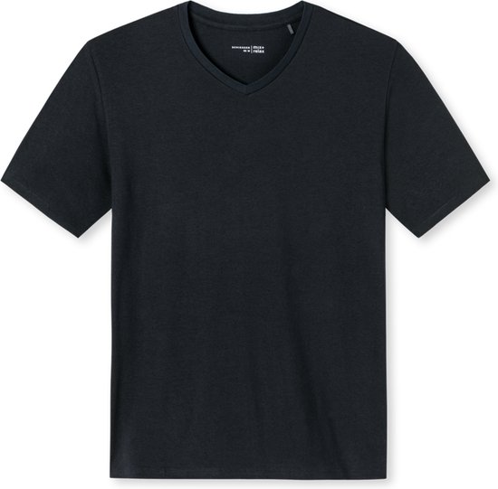 SCHIESSER Mix+Relax T-shirt - heren shirt korte mouwen v-uitsnijding zwart - Maat: S
