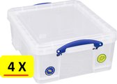 4 x Really Useful Box opbergdoos - Opbergbox met deksel 18 liter - Transparant