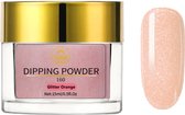 AT-Shop - Dipping Powder - 160 Glitter Orange - Te Gebruiken met elk merk Dip Powder - Dip poeder - Dip nagel - Nailart - Nail- Pink Gellac starter set