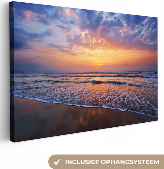 Canvas schilderij 140x90 cm - Wanddecoratie Zee - Zon - Kleuren - Muurdecoratie woonkamer - Slaapkamer decoratie - Kamer accessoires - Schilderijen op canvas