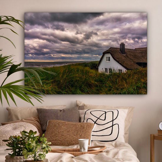 Maison dans les dunes au bord de la mer Baltique toile 140x90 cm - Tirage photo sur toile (Décoration murale salon / chambre) / Mer et plage