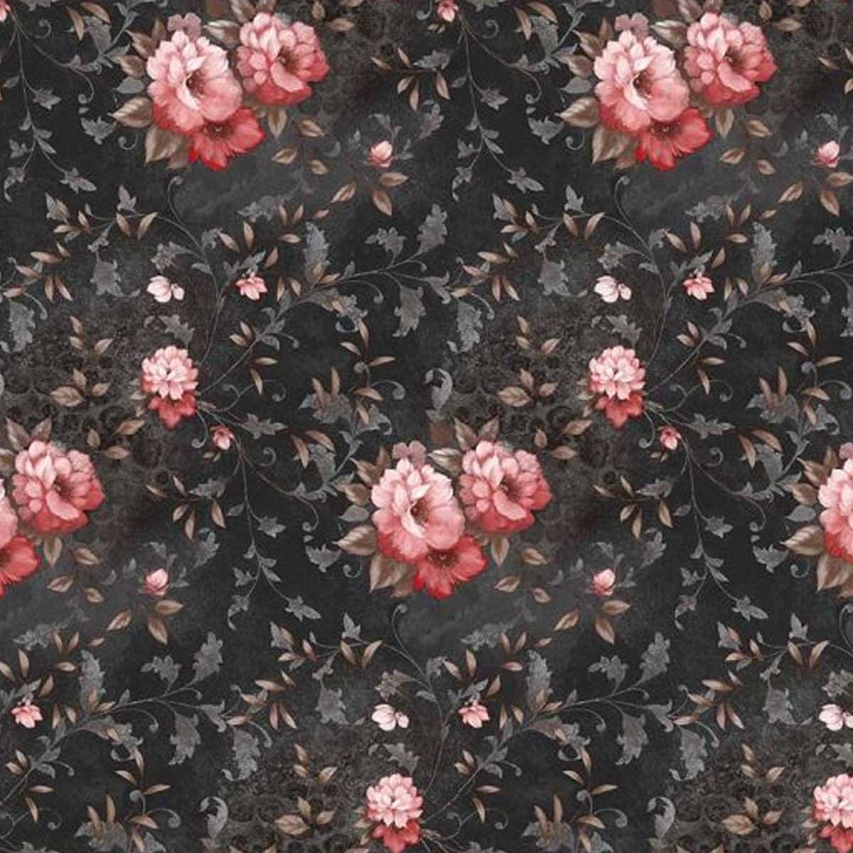 Tafelzeil - 140 x 250 cm - Roses - Zwart