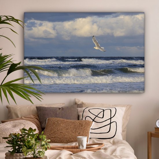 Seagull over the Baltic Sea canvas 120x80 cm - Tirage photo sur toile (Décoration murale salon / chambre) / Mer et plage