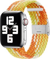 Mobigear Nylon Watch bandje geschikt voor Apple Watch Bandje Klemsluiting | Mobigear Braided Gradient - 49/45/44/42 mm - Fragrant Orange