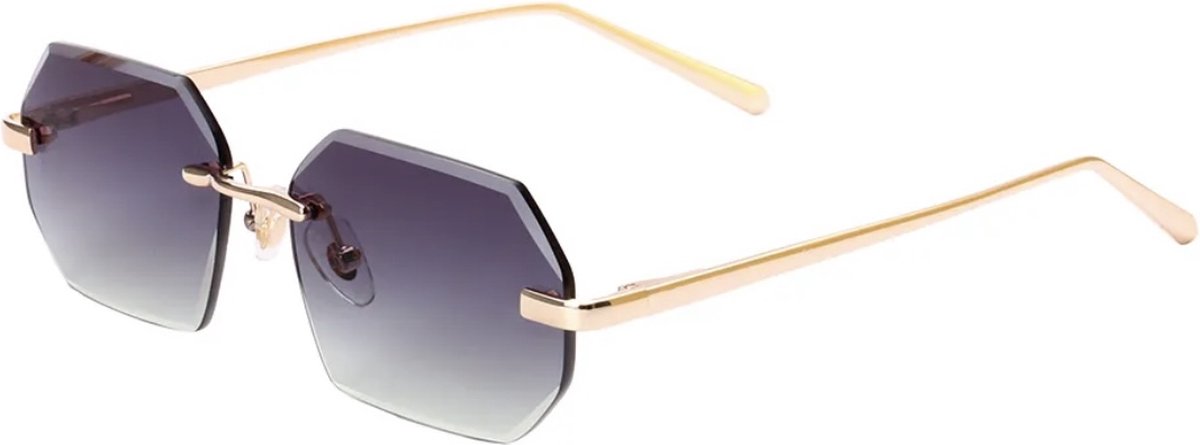 VIP DESIGNER Luxury Diamond Cut Elite Diamond Black | Gold 9K - Zonnebril Heren En Dames Sunglasses UV Protected - Bril - Lenzen