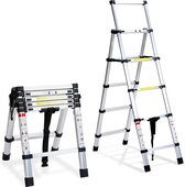 Telescopische Vouwladder - Telescopische Ladders Alu-A-Kader 1,4+1,7m - zilverachtig