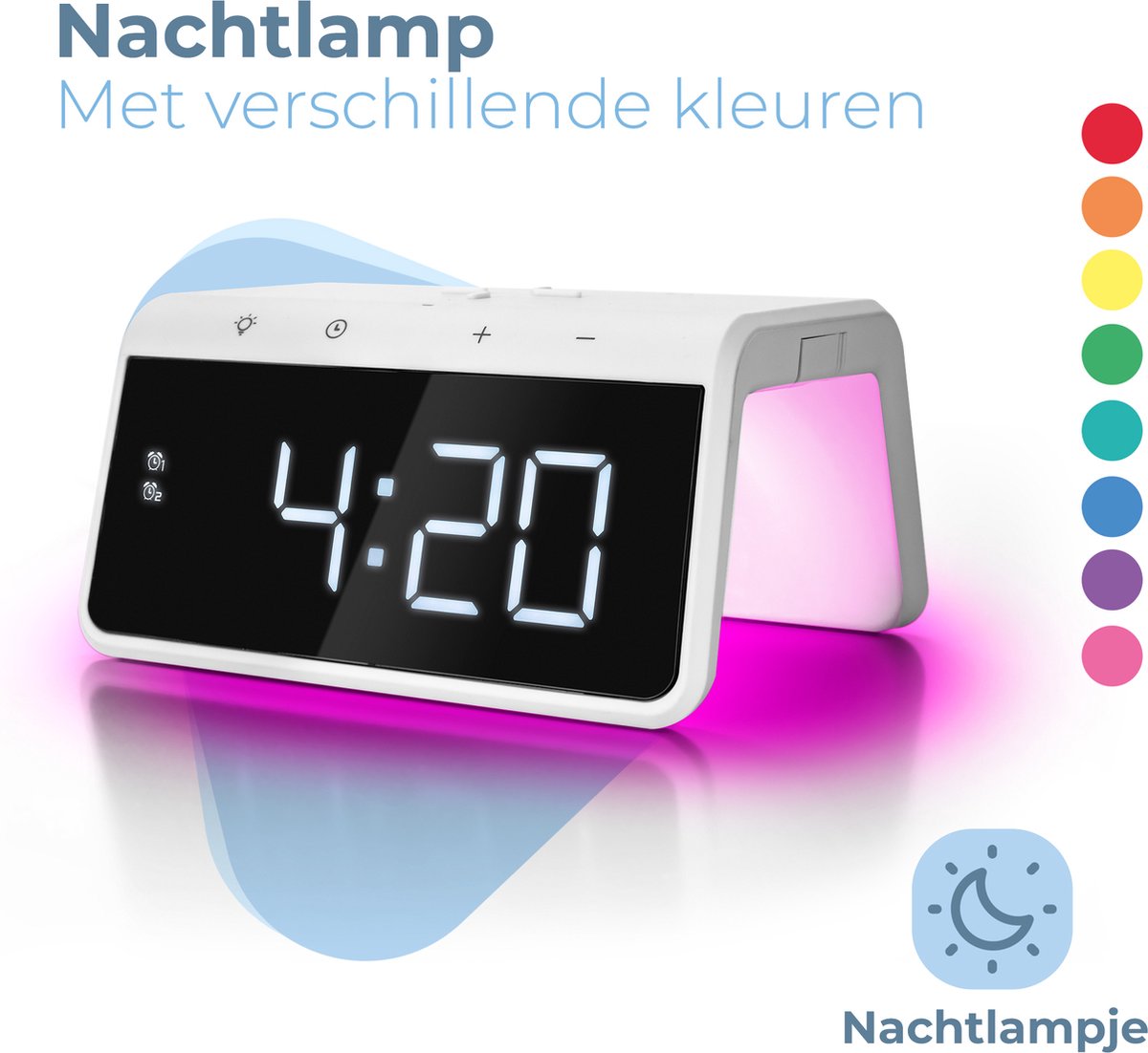 Réveil Numérique avec Chargeur Sans Fil - Double Réveil - Avec Lumière de  Réveil - Blanc (HCG019QI-W) | Caliber