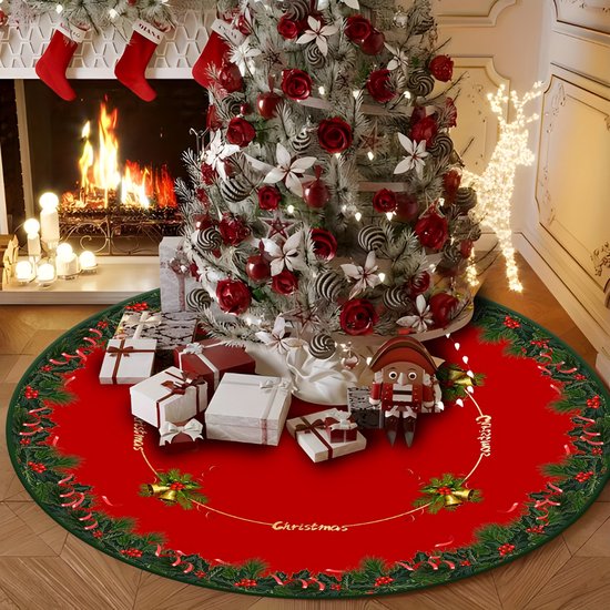 Boomrok Met Klittenband N&T NIETING Kerstboomdeken 76 Cm - Witte Bonten Boomrok, Rond, Voor Onder De Kerstboom Decoratie Kerstboom Deken