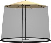 Verstelbaar muggennet voor 270-300 cm parasols paviljoen, insectenbescherming met ritssluiting, vulbare basis, vliegengaas, muggennet, zwart