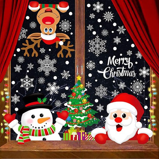 JOFONY Lot De 2 Feuilles D'autocollants Pour Fenêtre De Noël