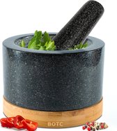Mortier et pilon BOTC - Pierre - Convient pour épices, herbes, ail - Marron