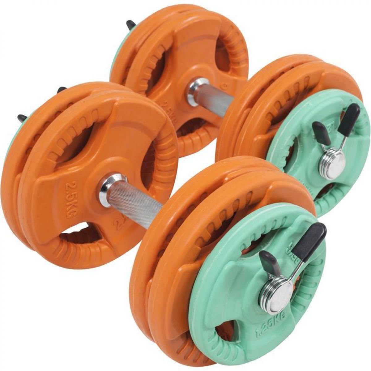 Gorilla Sports Dumbellset - Halterset - Gripper Gietijzer - Rubber Coating - 30 kg - Veersluiting