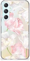 GSM Hoesje Geschikt voor Samsung Galaxy S23 FE Back Case TPU Siliconen Hoesje Doorzichtig Mooie Bloemen