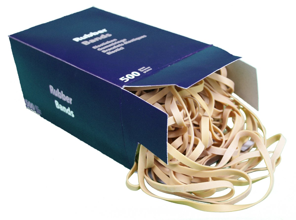 500 gram - elastiekjes - Ø40mm (60x3) - breedte 3mm - doos - naturel - ca 825 stuks