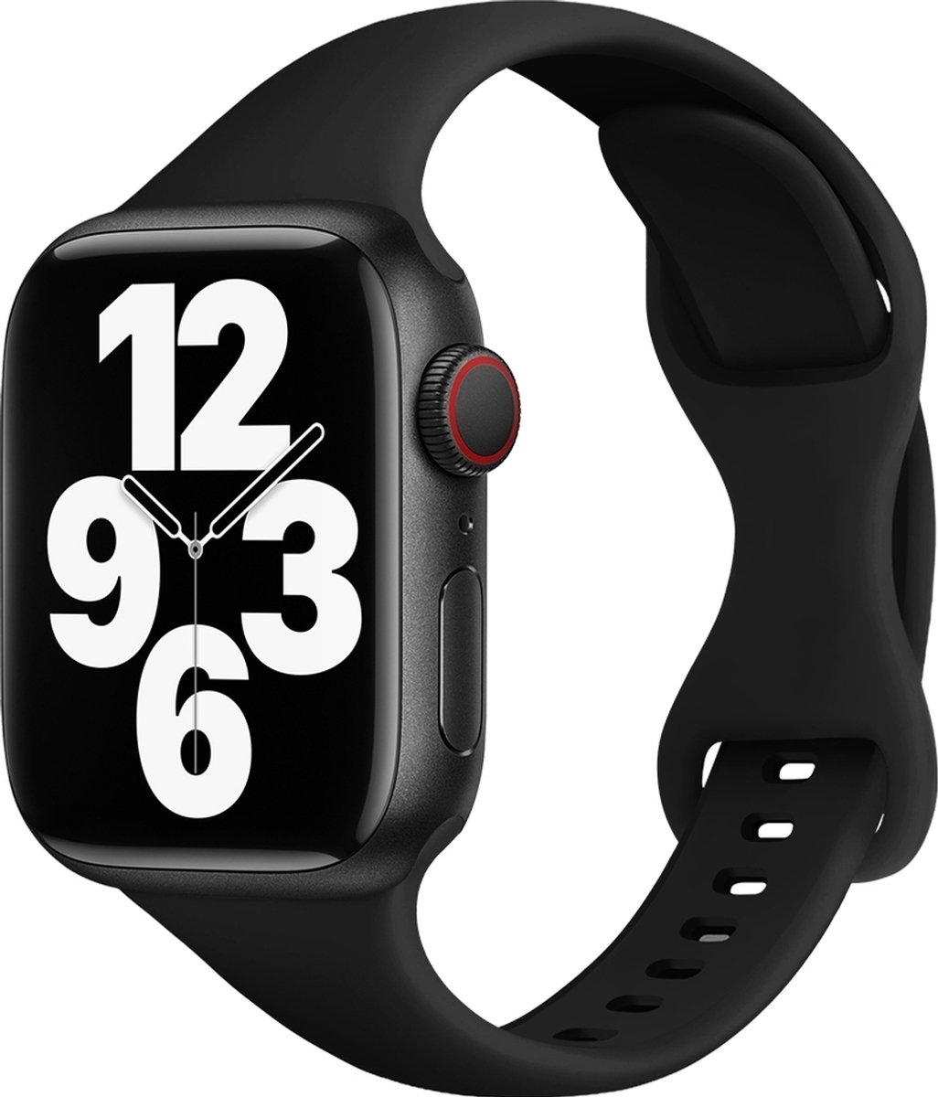Mobigear Small Waist - Apple Watch Series 1 (42mm) Bandje Flexibel Siliconen Druksluiting - Zwart