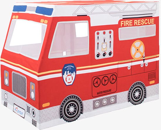 Tente Caserne De Pompiers Relaxdays - Maison De Jeu Enfants Dès 3 Ans 103x71x94 Cm