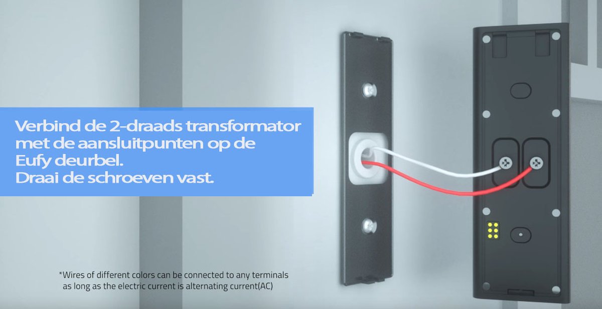 Afbeelding 2 van JC's - Transformator geschikt voor Eufy video deurbel - Adapter geschikt voor Eufy video deurbel - 24 volt - 5 meter kabel - deurbel adapter 24 volt