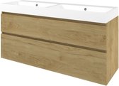 Proline Polystone Loft badmeubelset met wastafelonderkast asymmetrisch met 2 laden en glans witte wastafel zonder kraangaten 140 x 46 x 62 cm, ideal