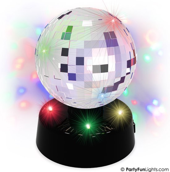 PartyFunLights - Discolamp met spiegelbol - Werkt op USB én batterijen - Multi-color LED - Roterend