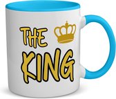 Akyol - the king koffiemok - theemok - blauw - Koning - iemand die zich voelt als een koning - verjaardagscadeau - kroontje - kado - gift - geschenk - 350 ML inhoud