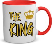 Akyol - the king koffiemok - theemok - rood - Koning - iemand die zich voelt als een koning - verjaardagscadeau - kroontje - kado - gift - geschenk - 350 ML inhoud