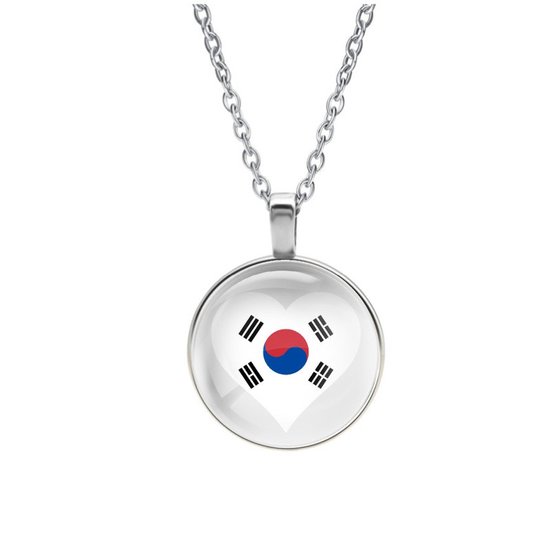Ketting Glas - Hart Vlag Korea