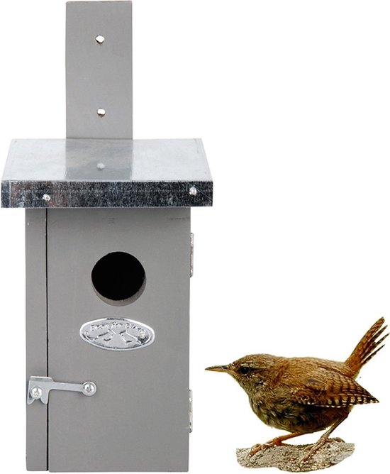 Best for Birds Winterkoning Vogelhuisje - Grijs - 140x250x120 mm - Esschert Design